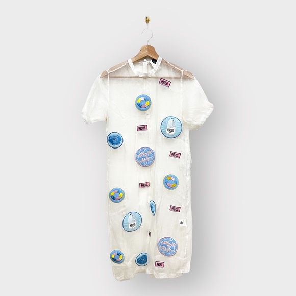 HOUSE OF CARDS Unique Silk Sheer Whirlpool Patch Dress (Sz 2) - Picture 3 of 8